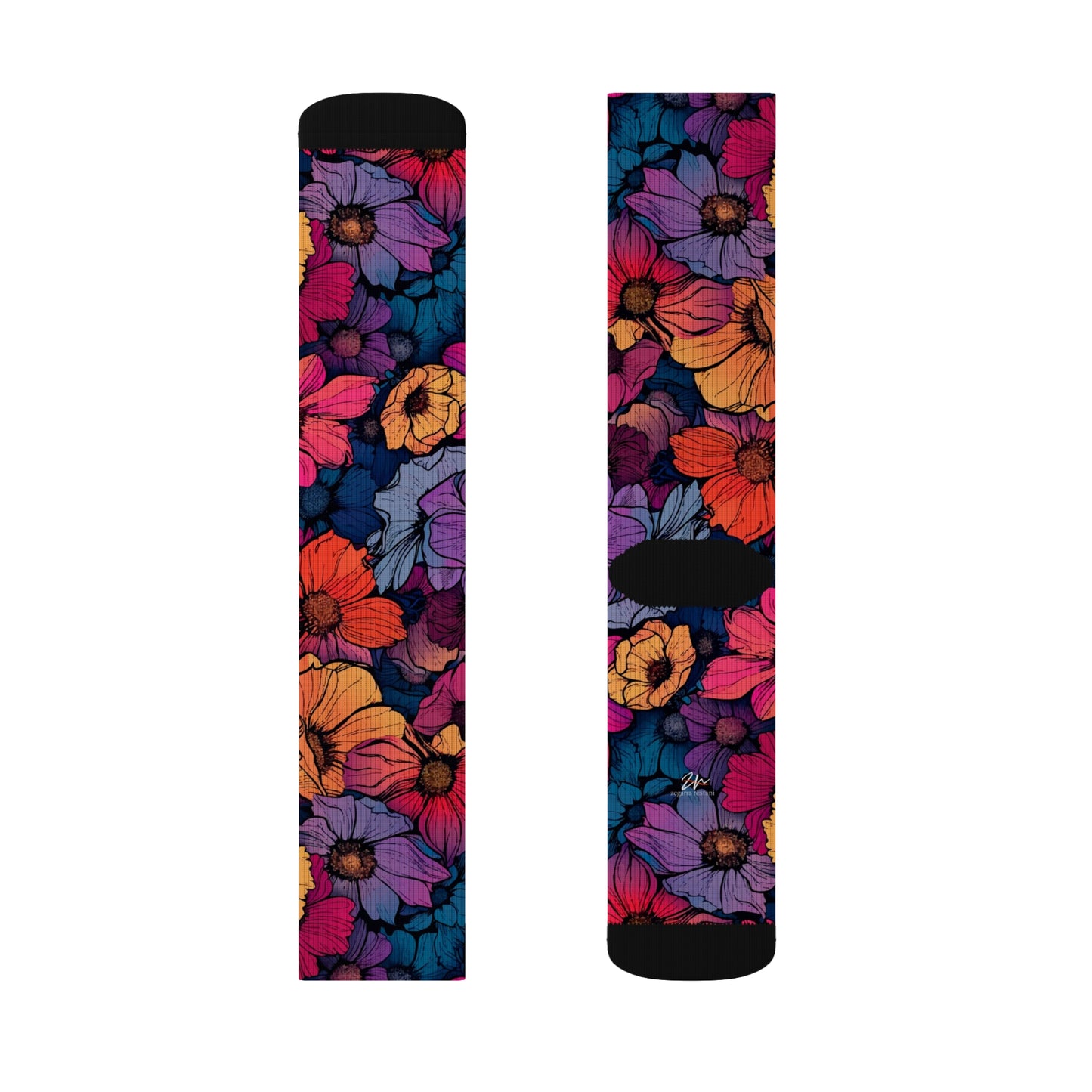 Vivid Blossom Sublimation Socks