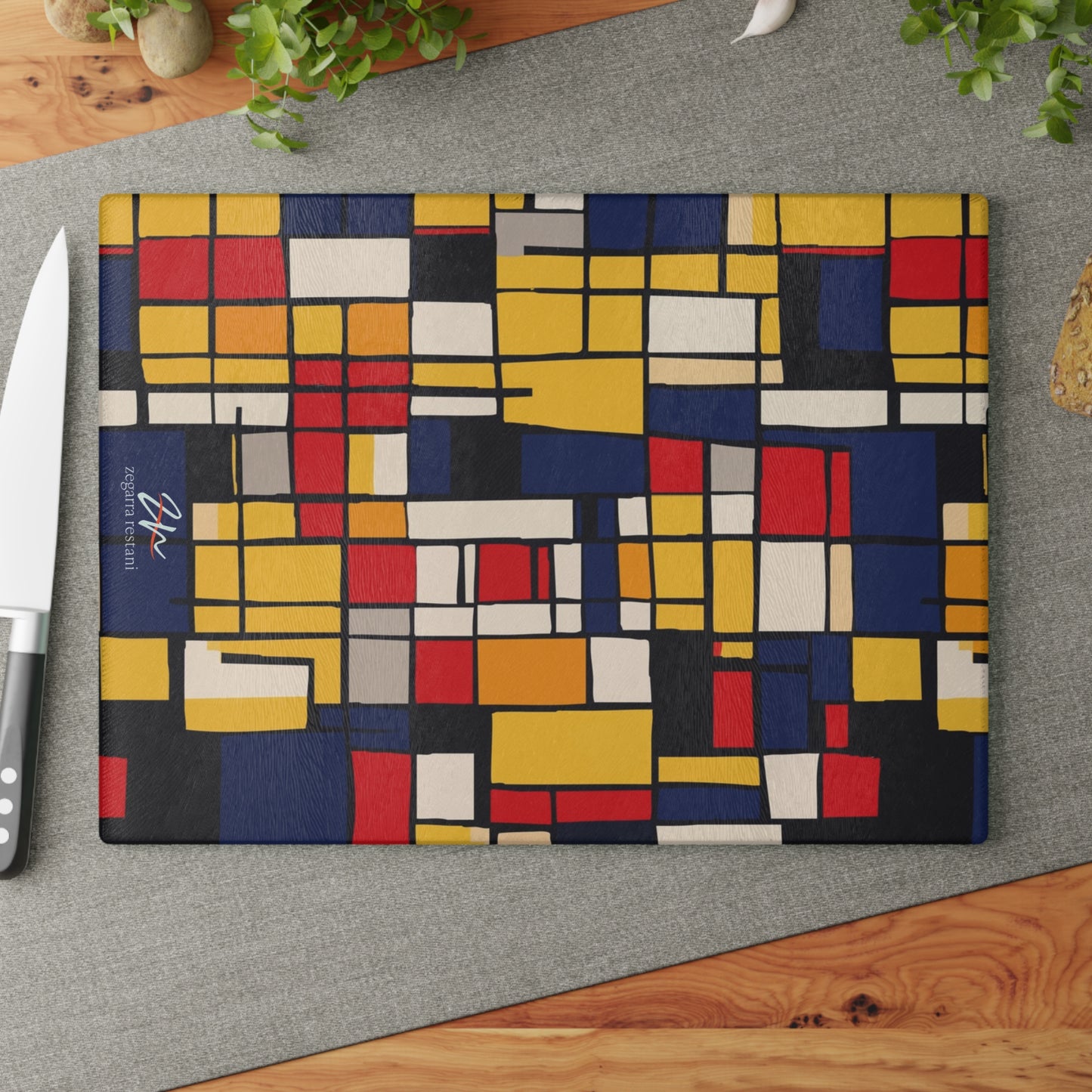 Mondrian-Inspired Glass Cutting Board