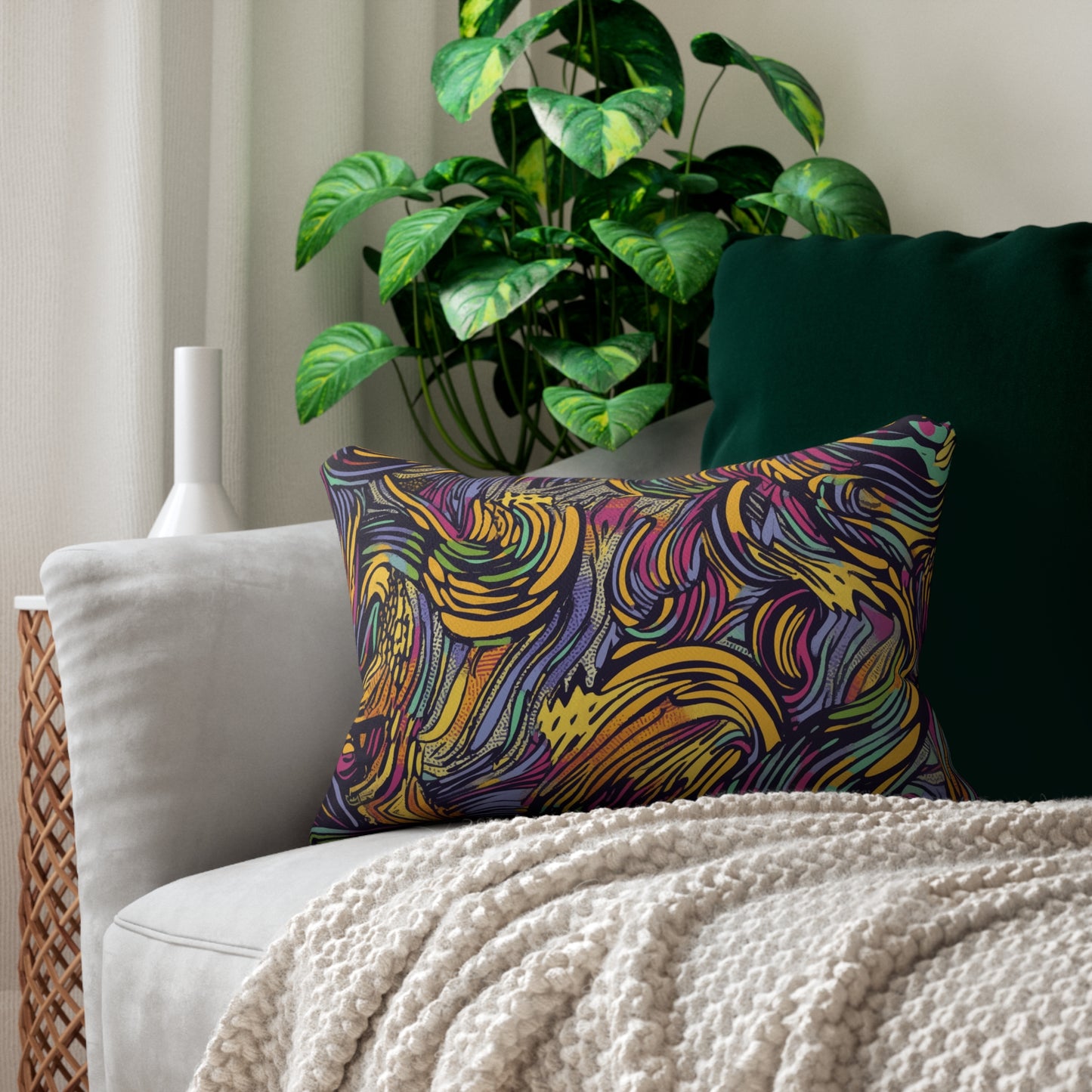 Pop Art Waves Lumbar Pillow