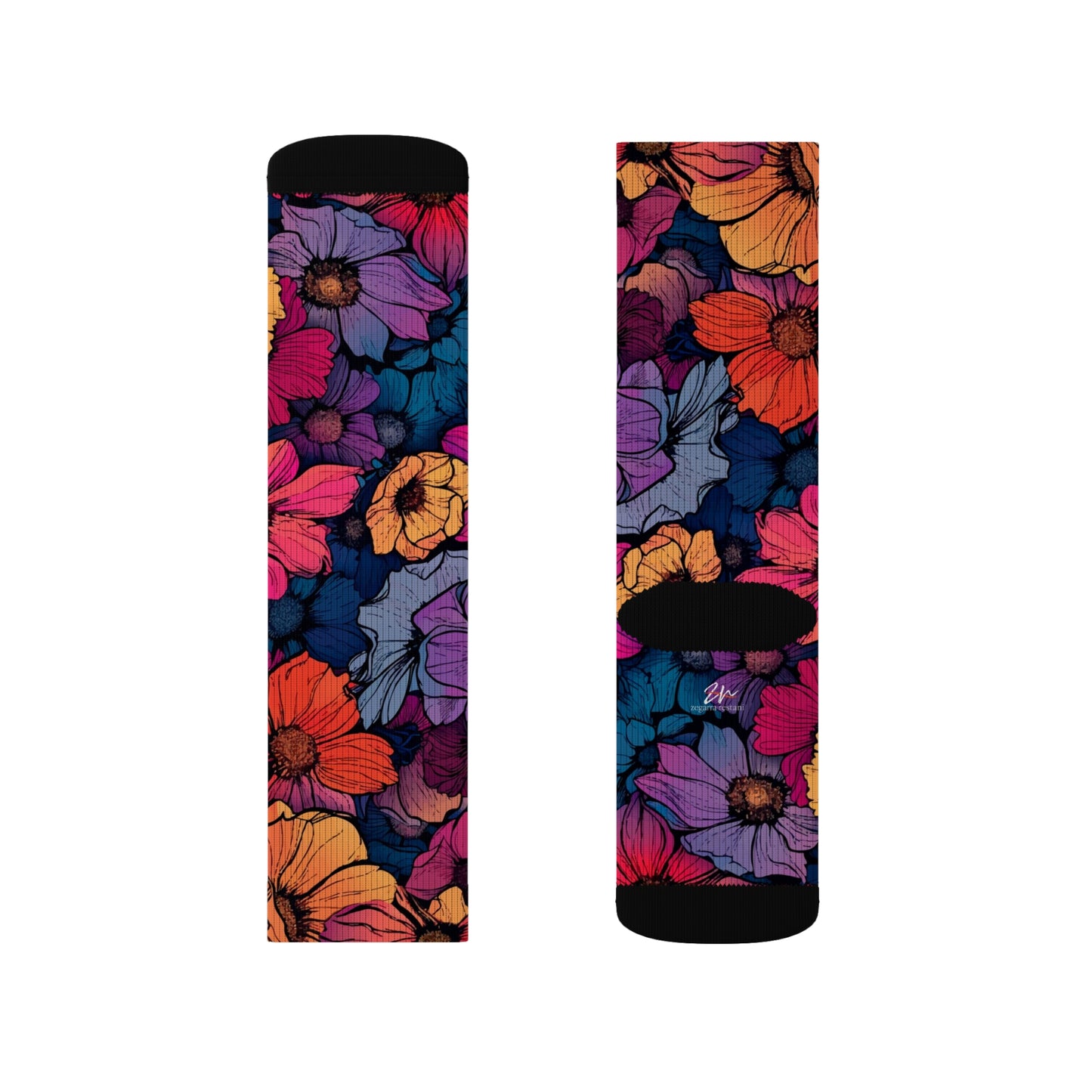Vivid Blossom Sublimation Socks