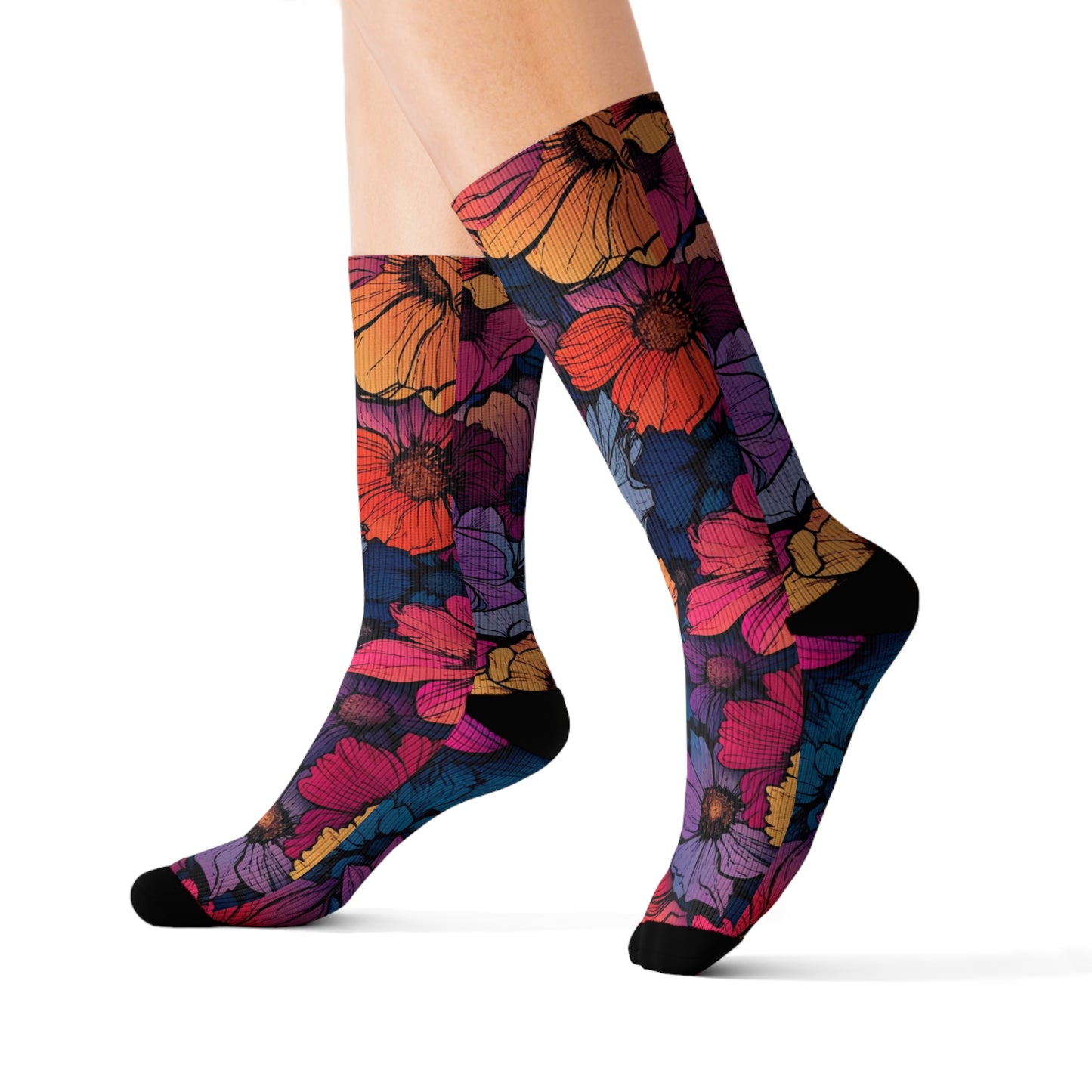 Vivid Blossom Sublimation Socks