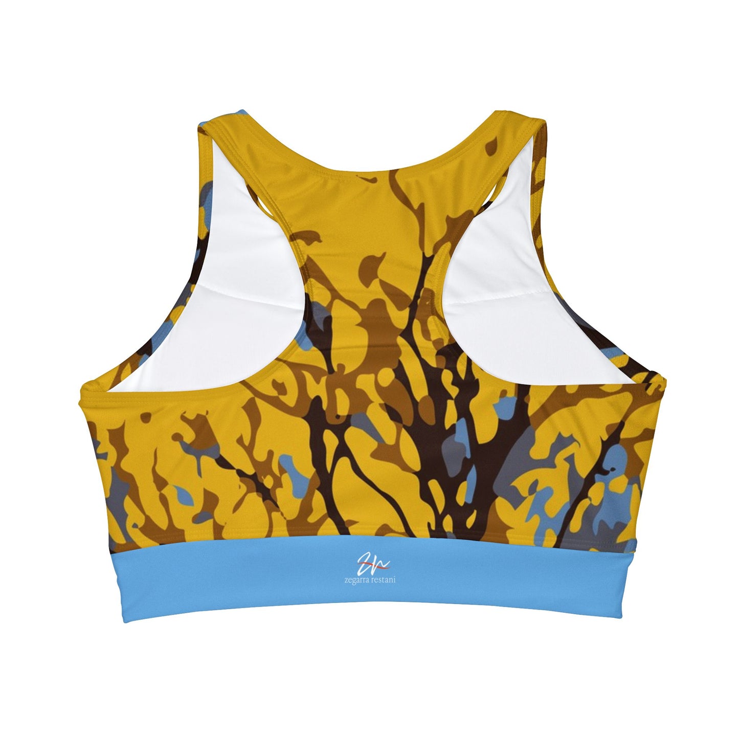 Cortés Amarillo / High Neck Crop Bikini Top (Sky-Blue) (AOP)
