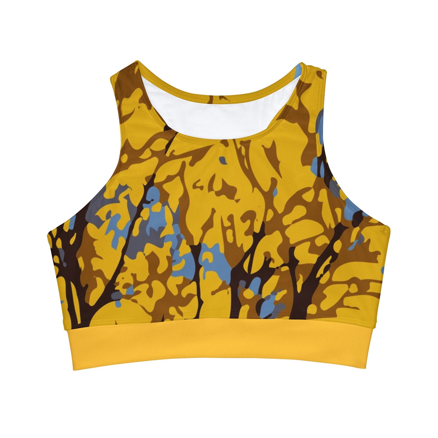 Cortés Amarillo / High Neck Crop Bikini Top (Yellow) (AOP)