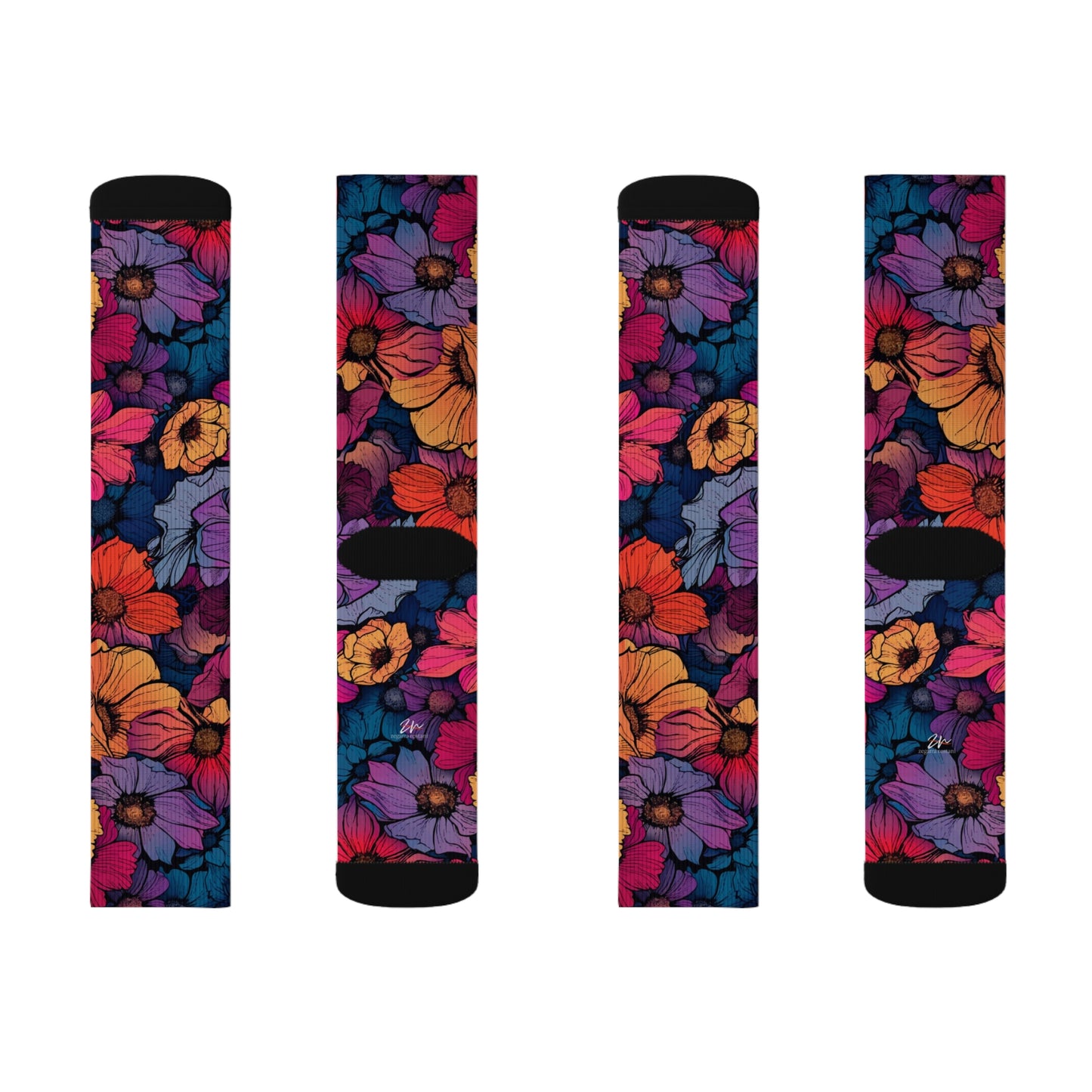 Vivid Blossom Sublimation Socks