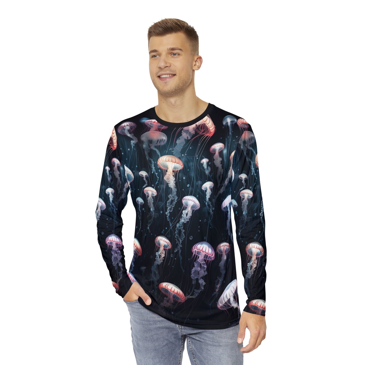 Ocean Glow Jellyfish Long Sleeve Shirt for men