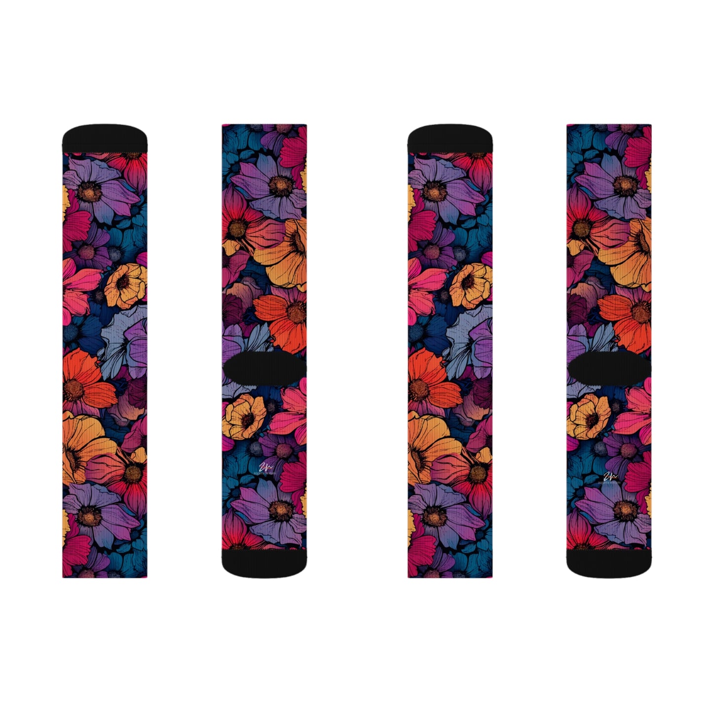 Vivid Blossom Sublimation Socks