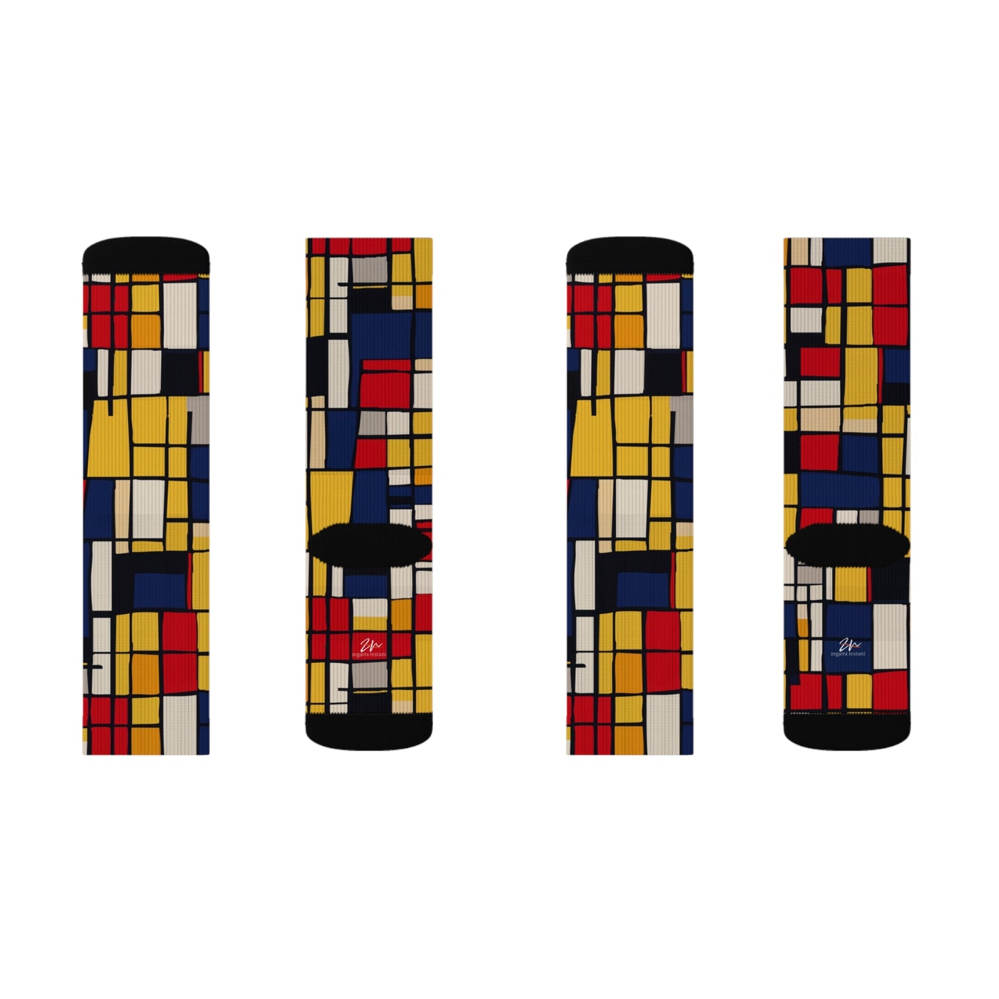 Mondrian-Inspired Sublimation Socks