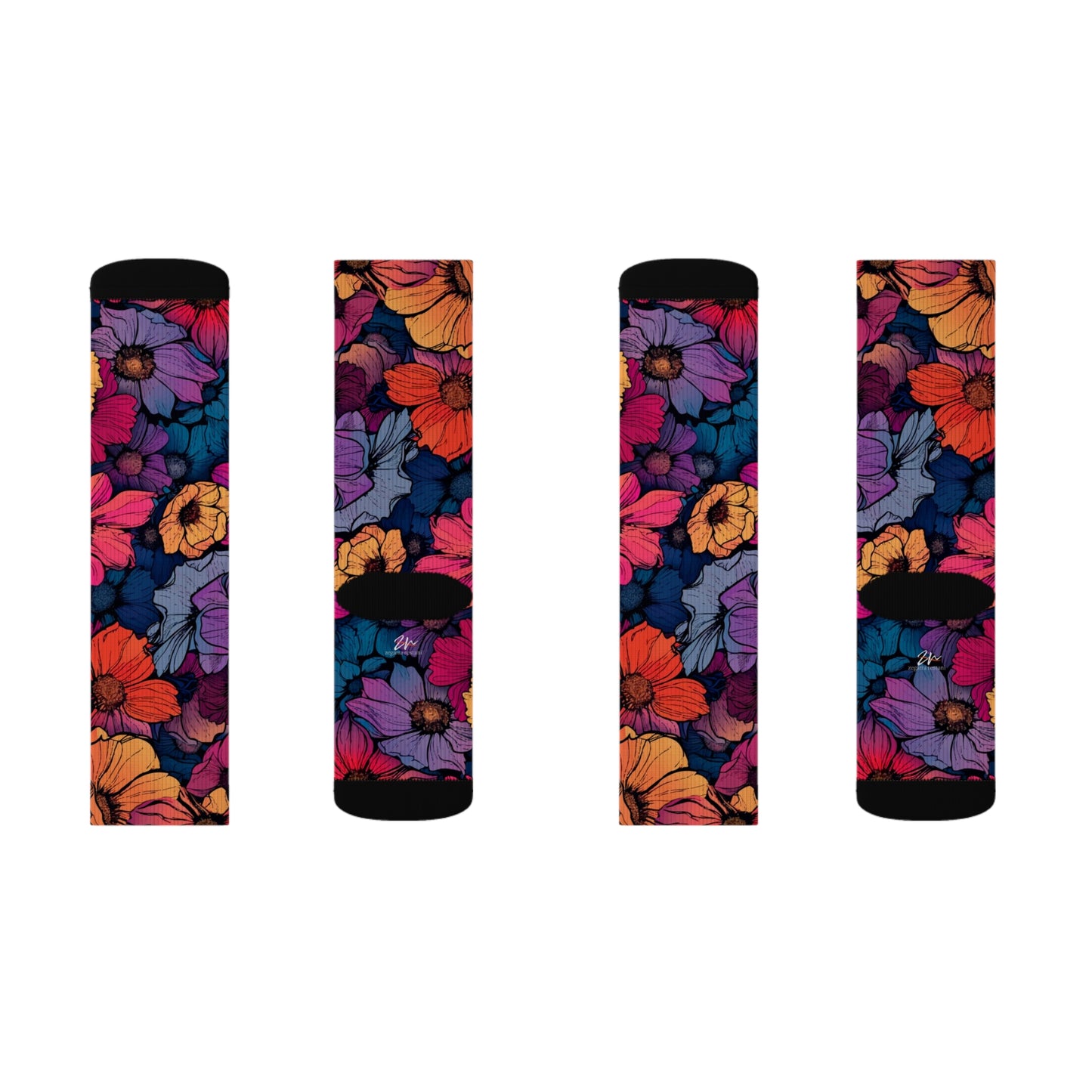 Vivid Blossom Sublimation Socks