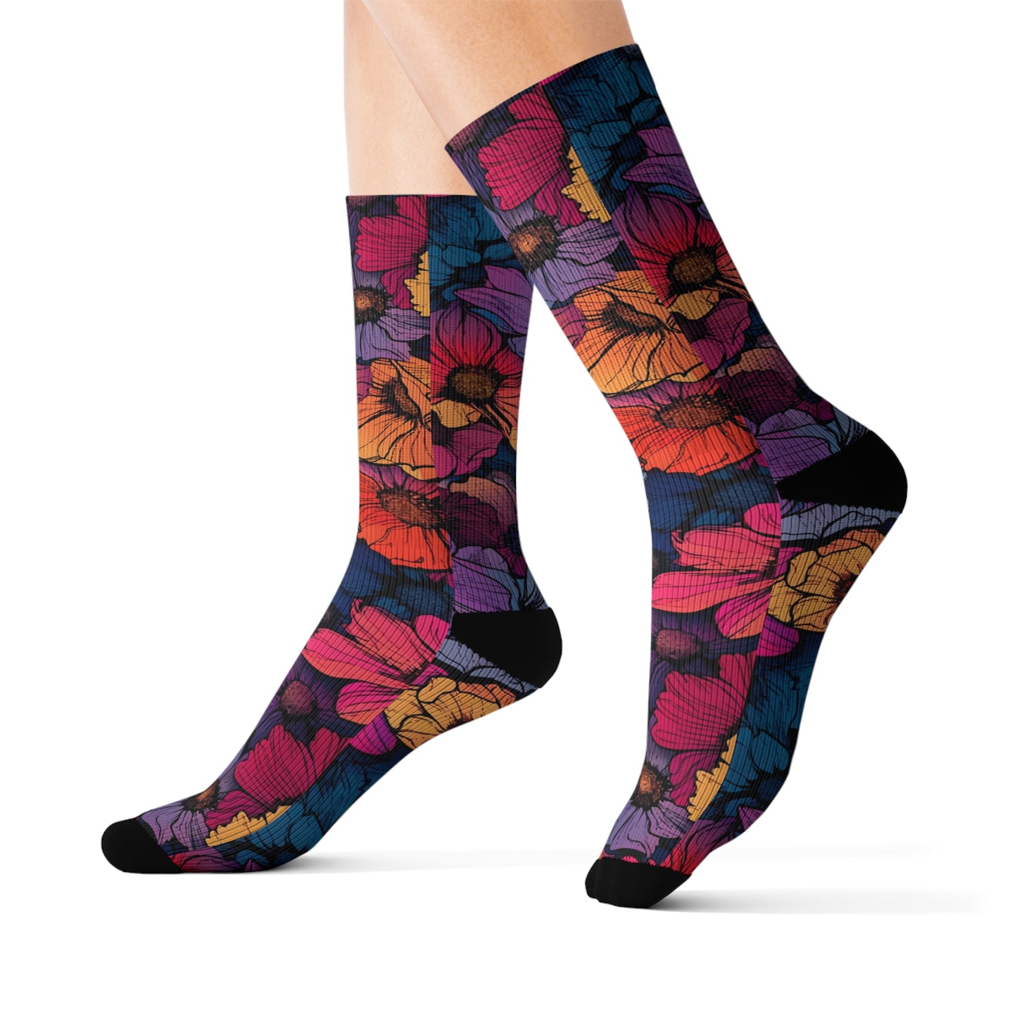 Vivid Blossom Sublimation Socks