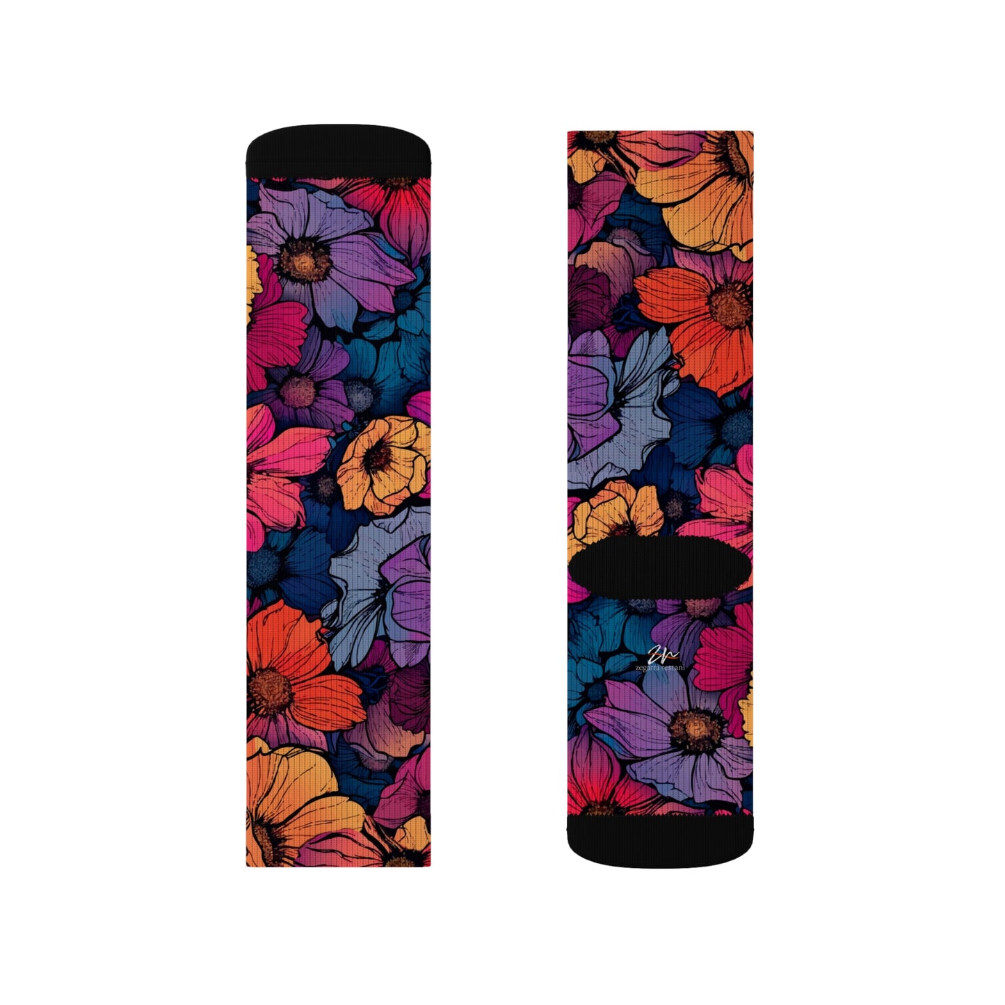Vivid Blossom Sublimation Socks