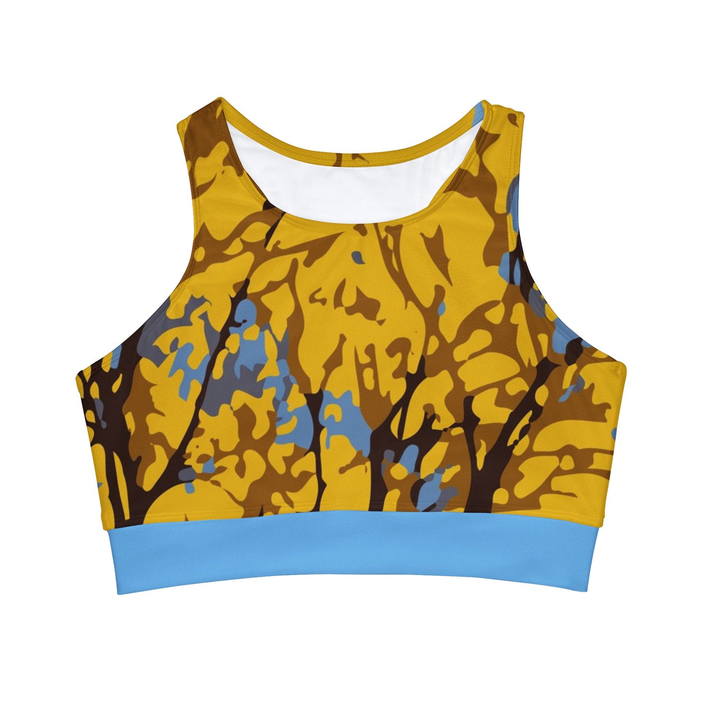 Cortés Amarillo / High Neck Crop Bikini Top (Sky-Blue) (AOP)