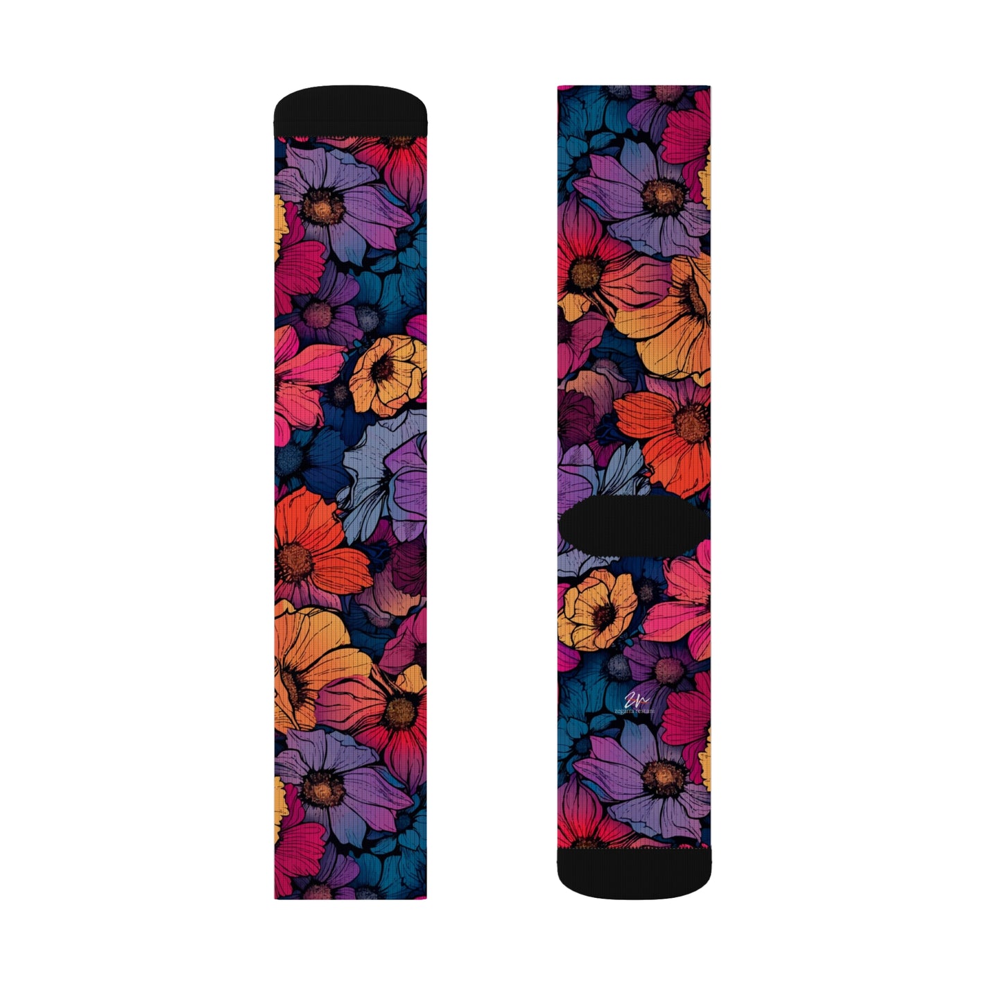 Vivid Blossom Sublimation Socks