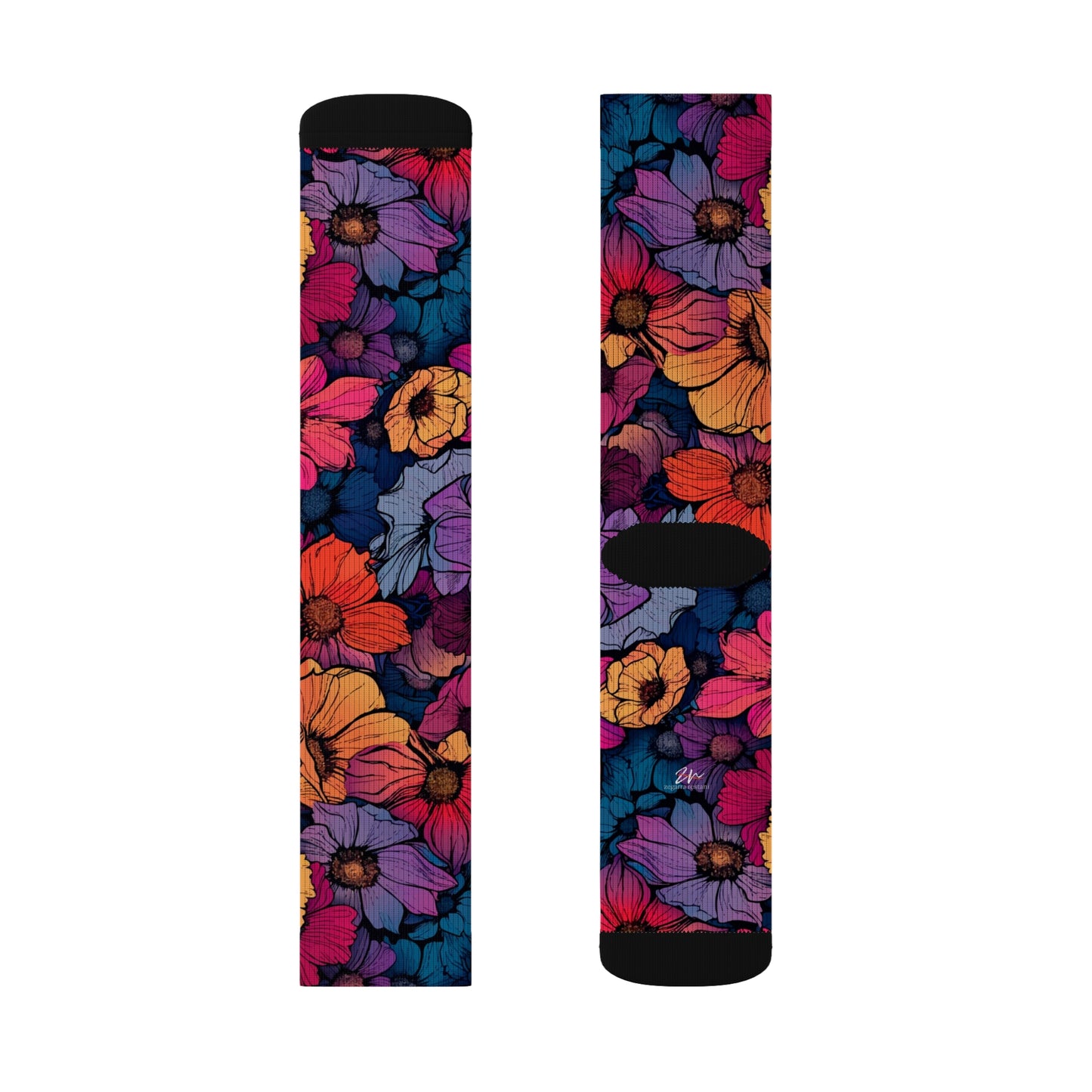 Vivid Blossom Sublimation Socks