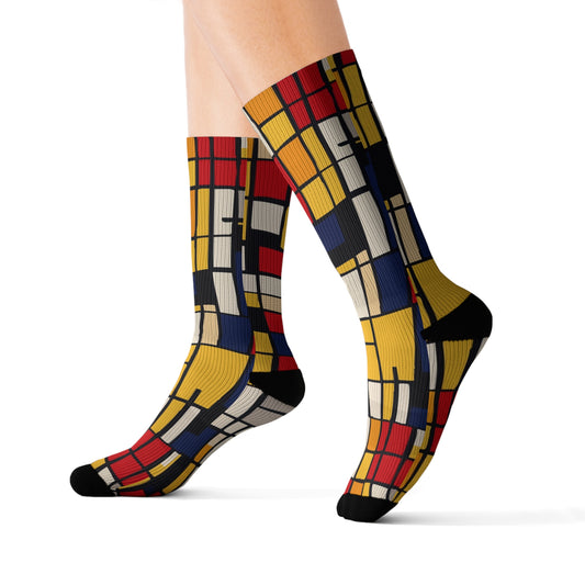 Mondrian-Inspired Sublimation Socks