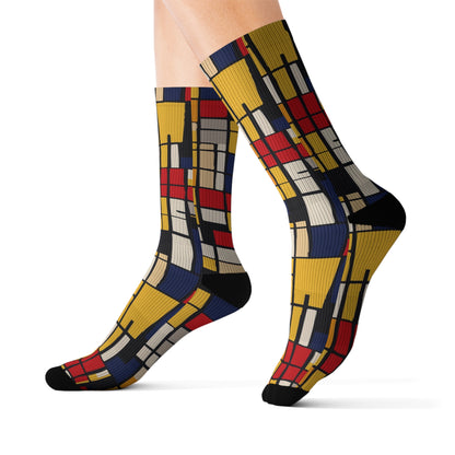 Mondrian-Inspired Sublimation Socks