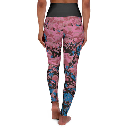 Roble de Sabana / High Waisted Yoga Leggings (Black Waist) (AOP)