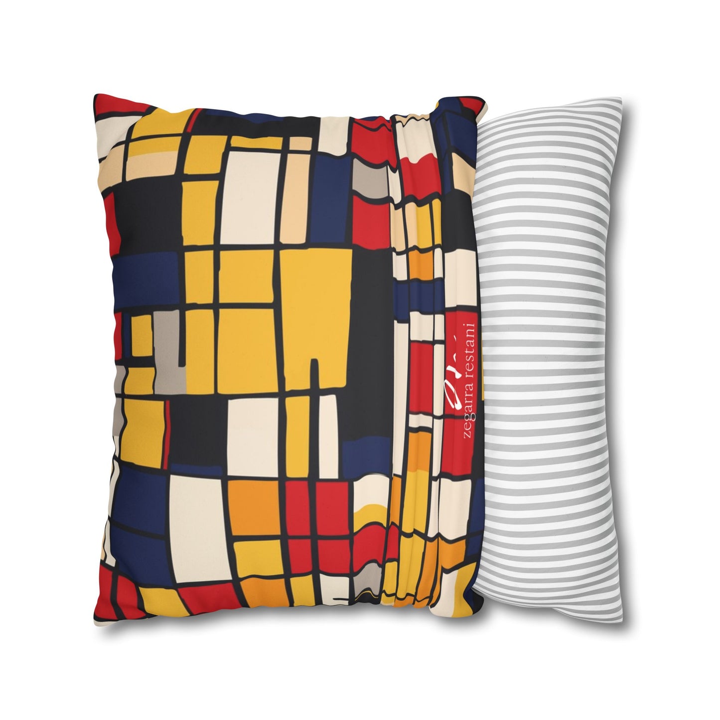 Mondrian-Inspired Square Pillowcase
