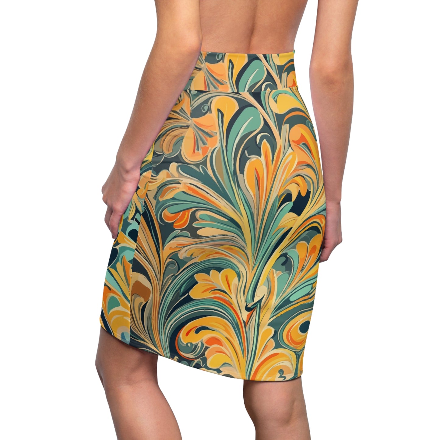 Golden Swirl  Pencil Skirt