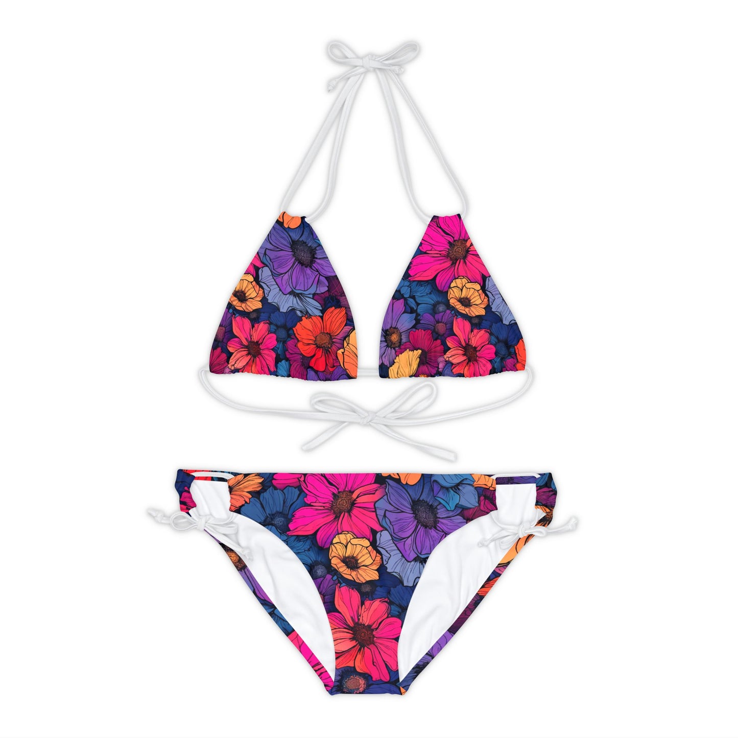 Vivid Blossom Strappy Bikini Set