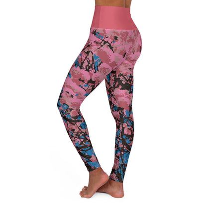Roble de Sabana / High Waisted Yoga Leggings (Pink Waist) (AOP)