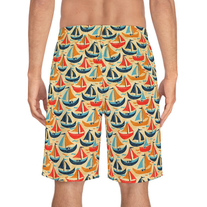 Vintage Ships Board Shorts for Men