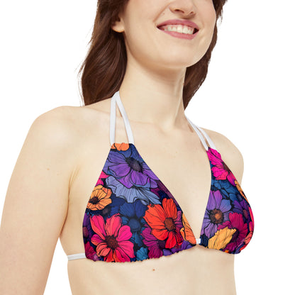 Vivid Blossom Strappy Bikini Set