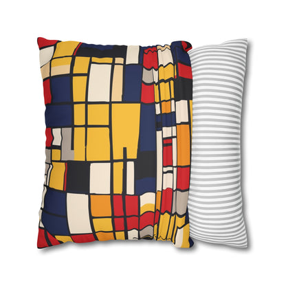 Mondrian-Inspired Square Pillowcase