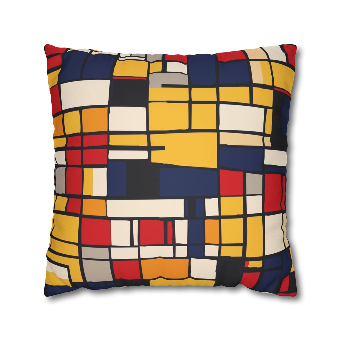 Mondrian-Inspired Square Pillowcase