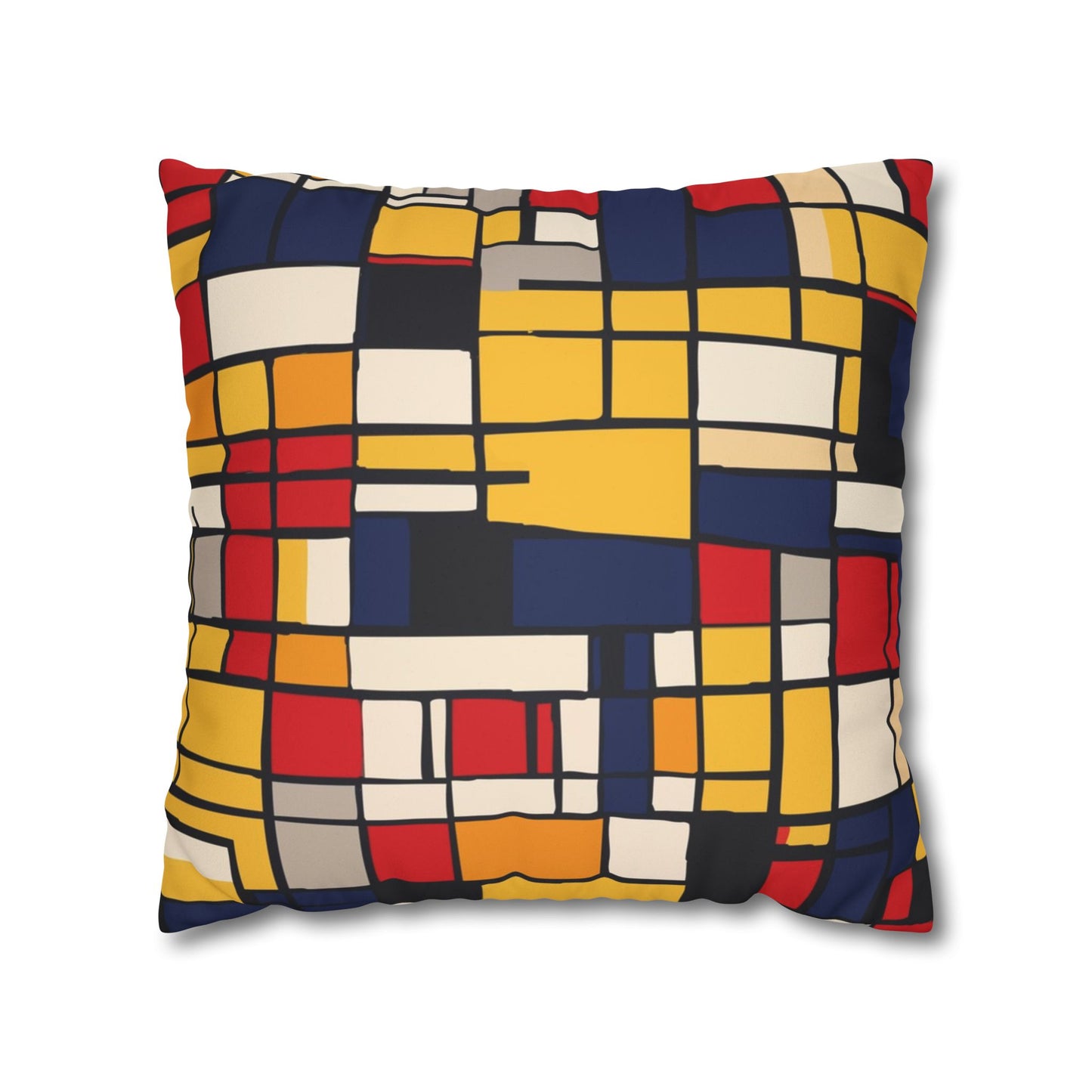 Mondrian-Inspired Square Pillowcase