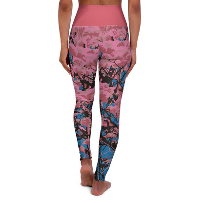 Roble de Sabana / High Waisted Yoga Leggings (Pink Waist) (AOP)