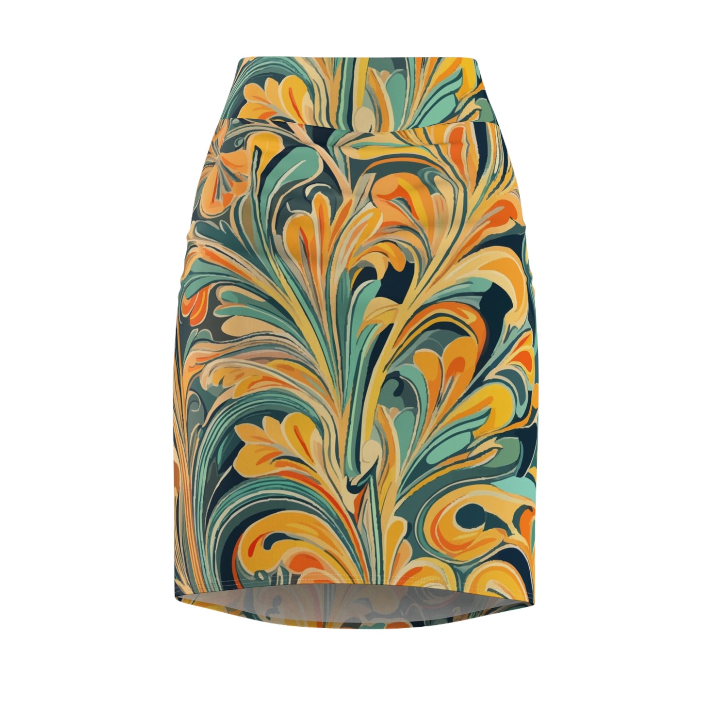 Golden Swirl  Pencil Skirt