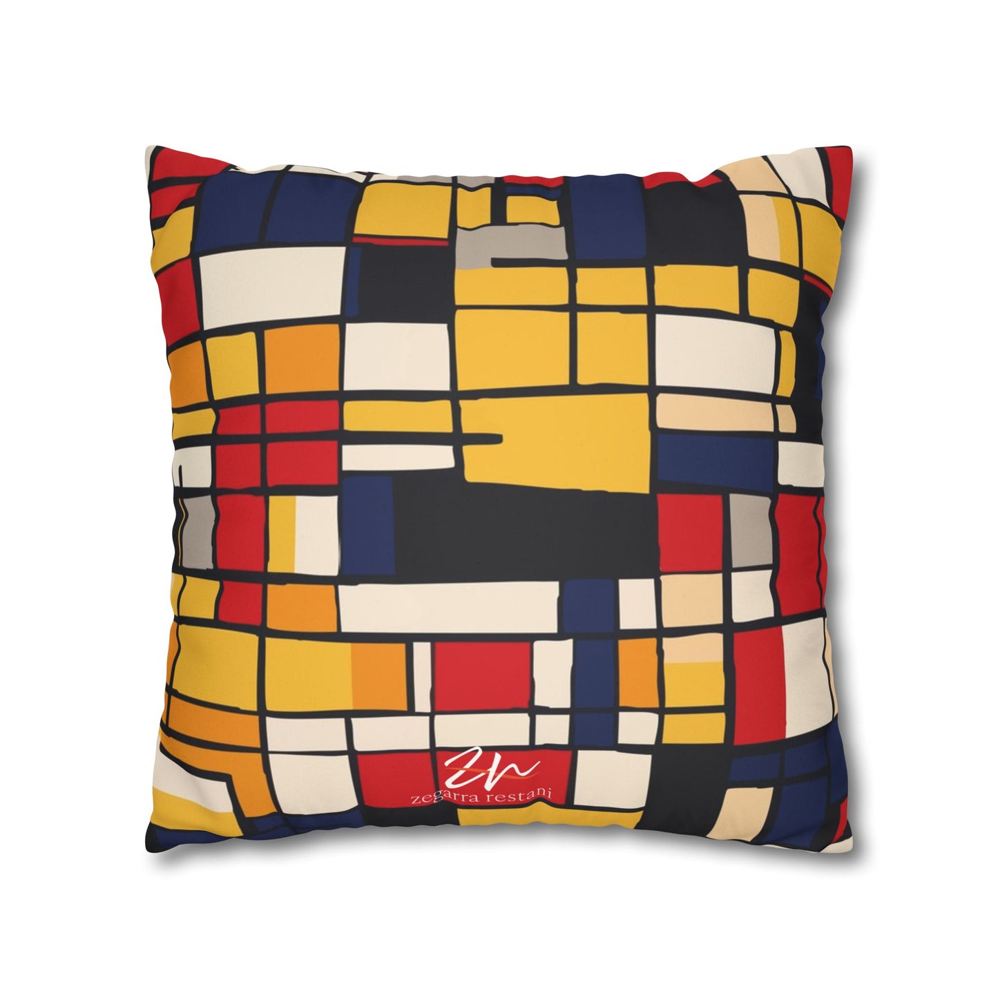 Mondrian-Inspired Square Pillowcase