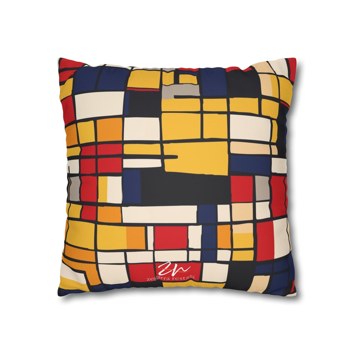 Mondrian-Inspired Square Pillowcase