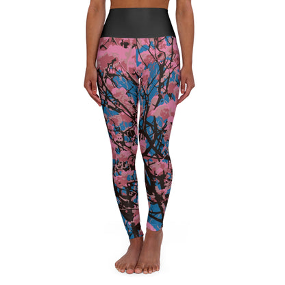 Roble de Sabana / High Waisted Yoga Leggings (Black Waist) (AOP)