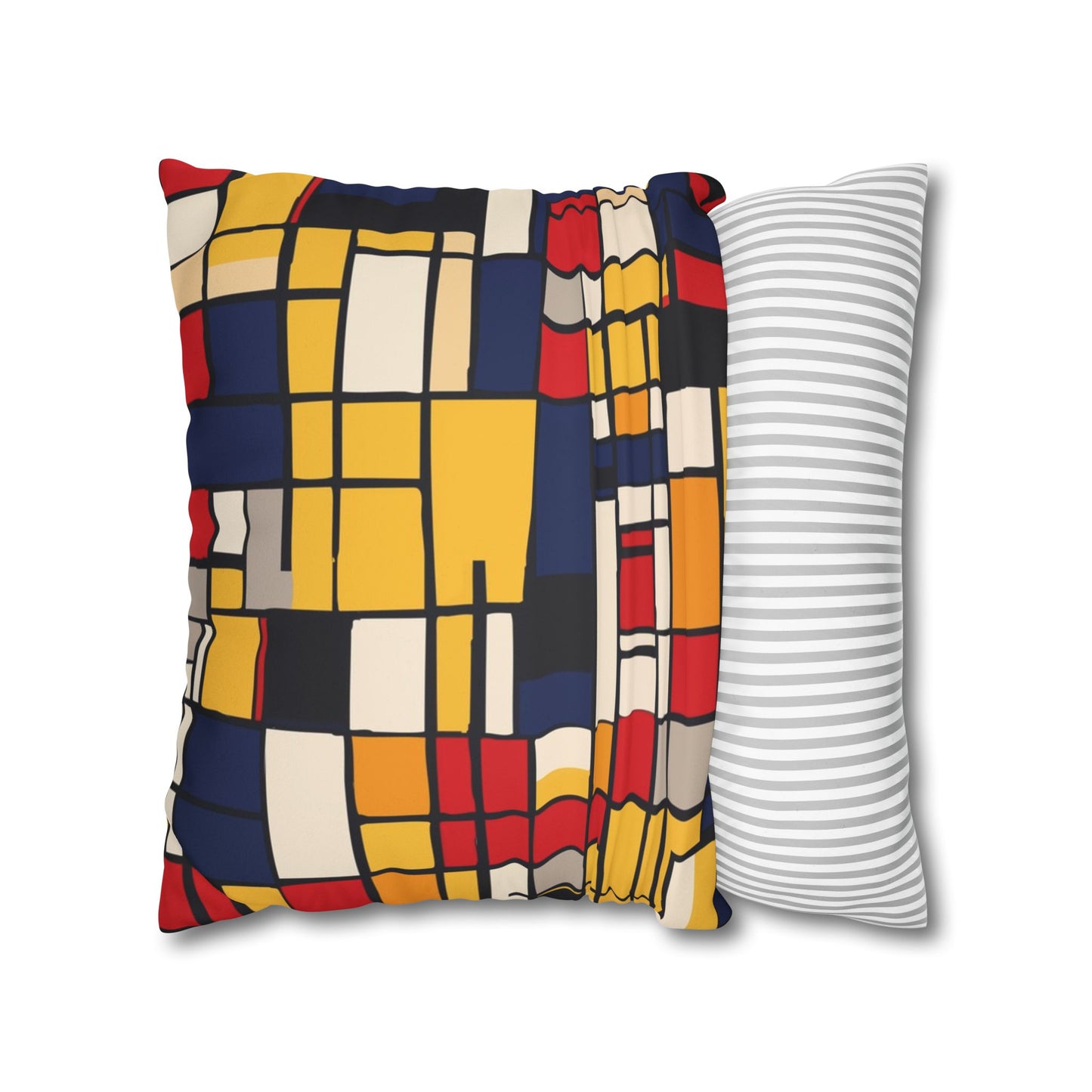 Mondrian-Inspired Square Pillowcase