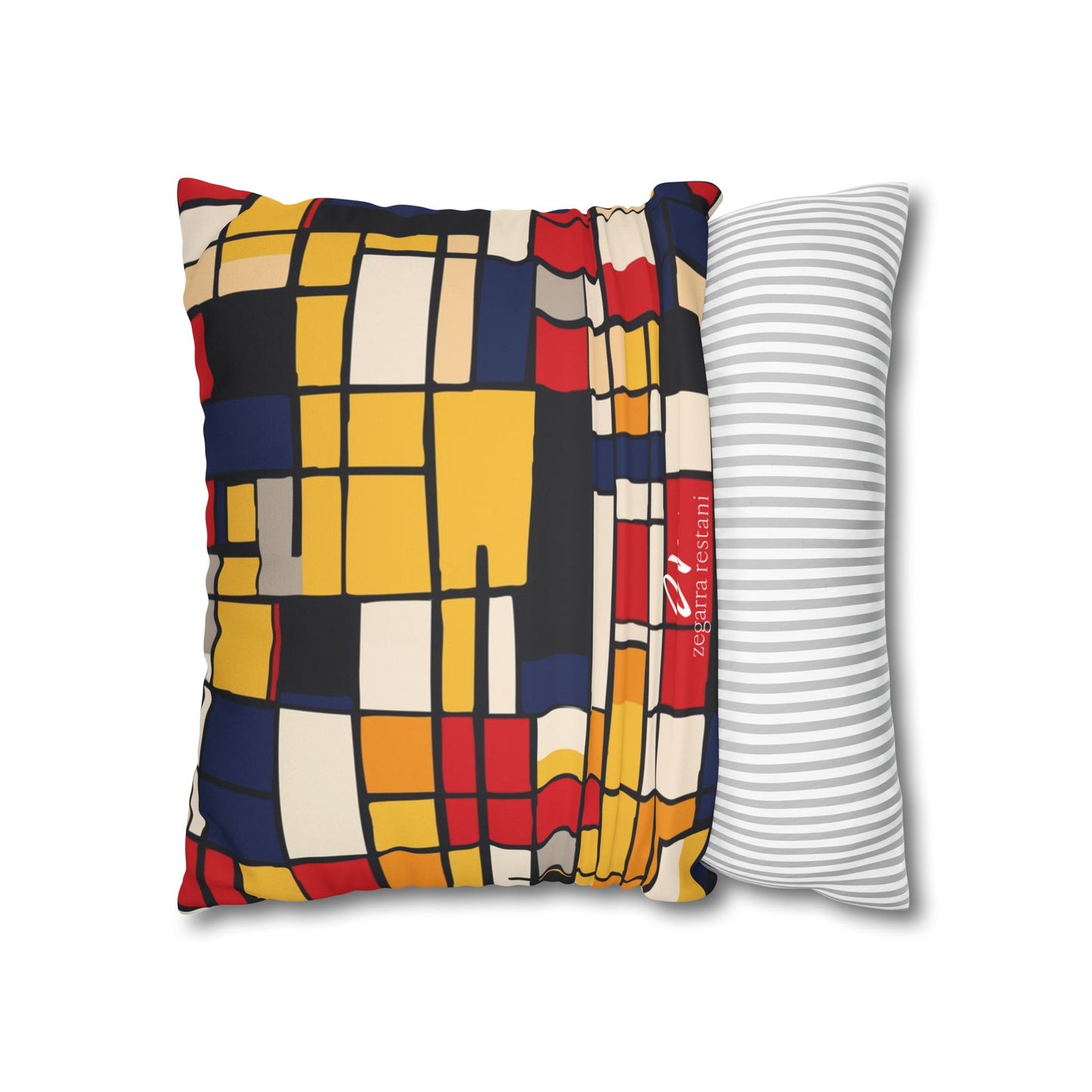 Mondrian-Inspired Square Pillowcase