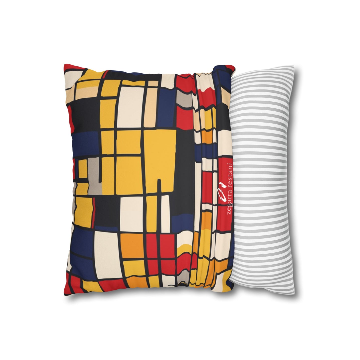Mondrian-Inspired Square Pillowcase