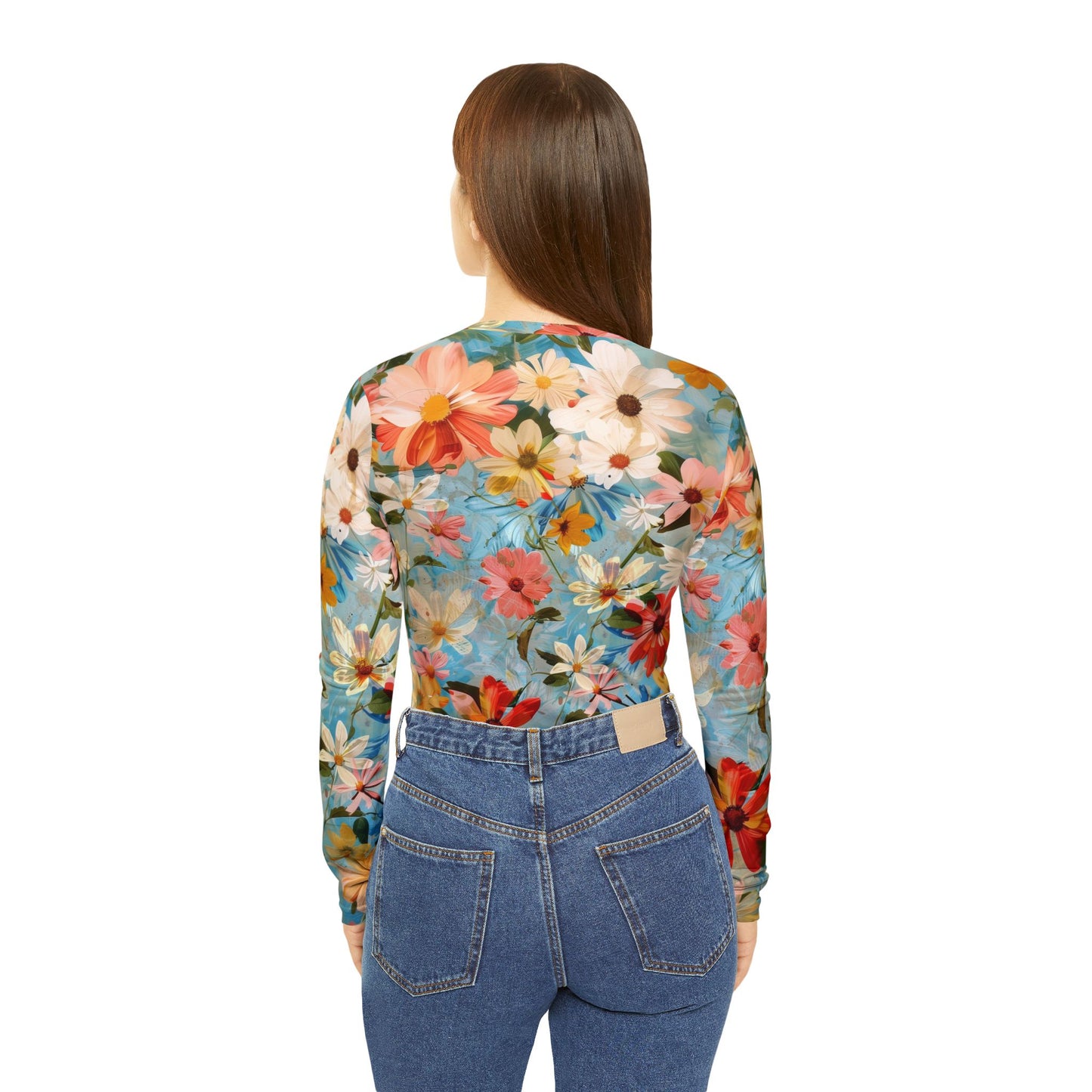 Vintage Flowers Long Sleeve V-neck Shirt