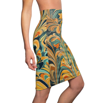Golden Swirl  Pencil Skirt