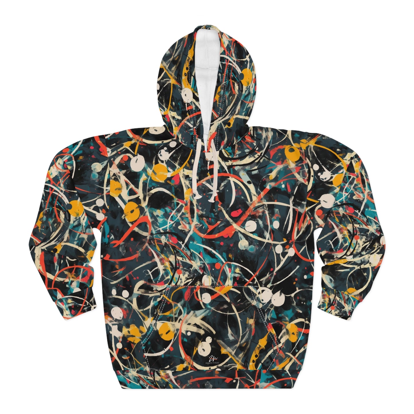 Pollock-Inspired Unisex Pullover Hoodie
