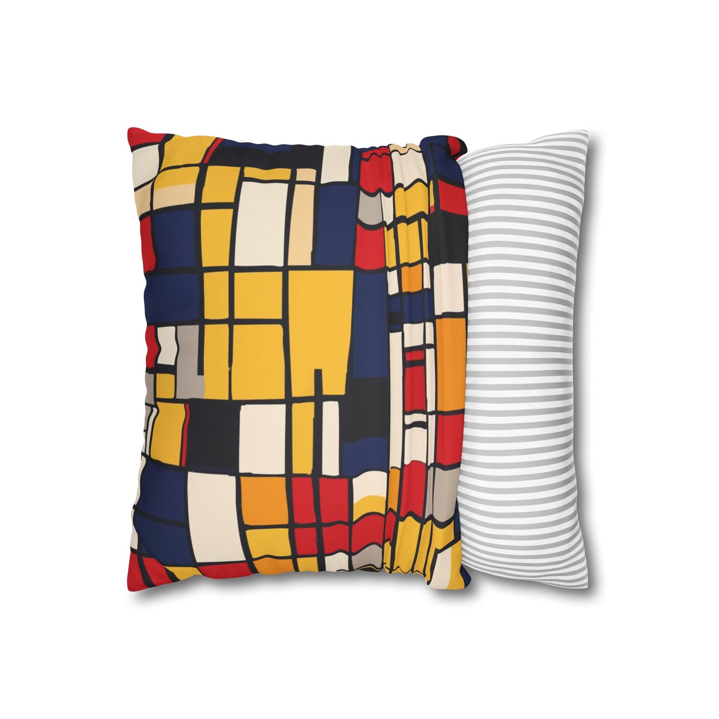 Mondrian-Inspired Square Pillowcase