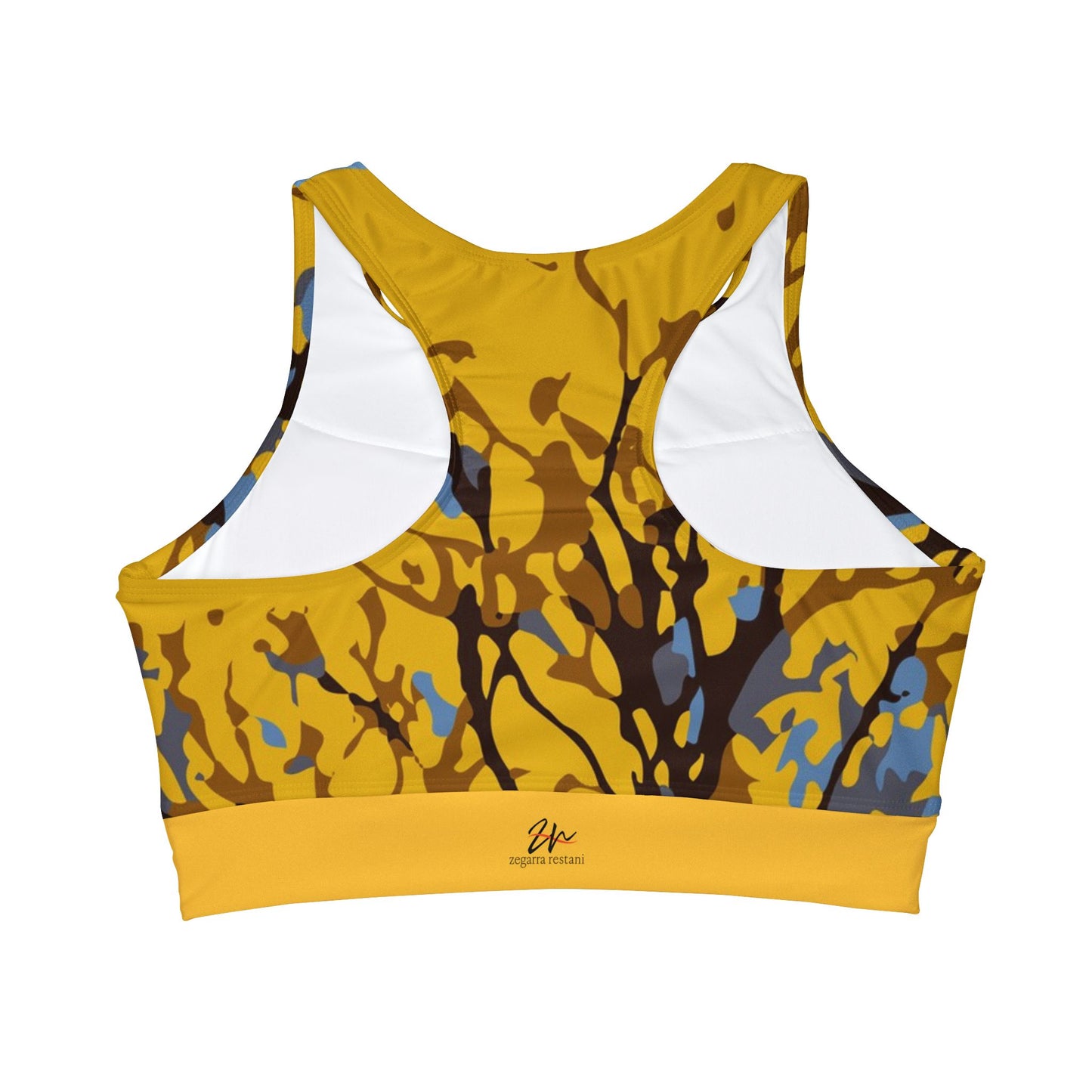 Cortés Amarillo / High Neck Crop Bikini Top (Yellow)  (AOP)