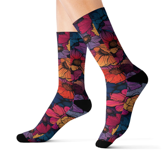 Vivid Blossom Sublimation Socks